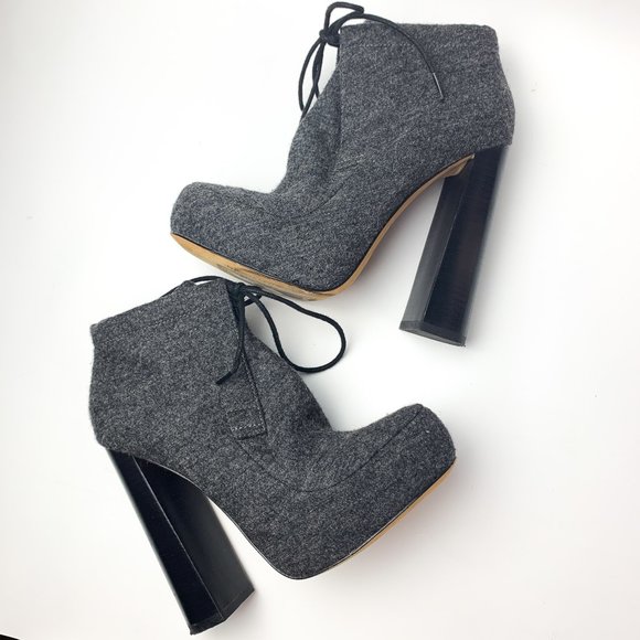 Alexander Wang "Constance" charcoal gray wool platform heel boot 36 - Picture 1 of 8